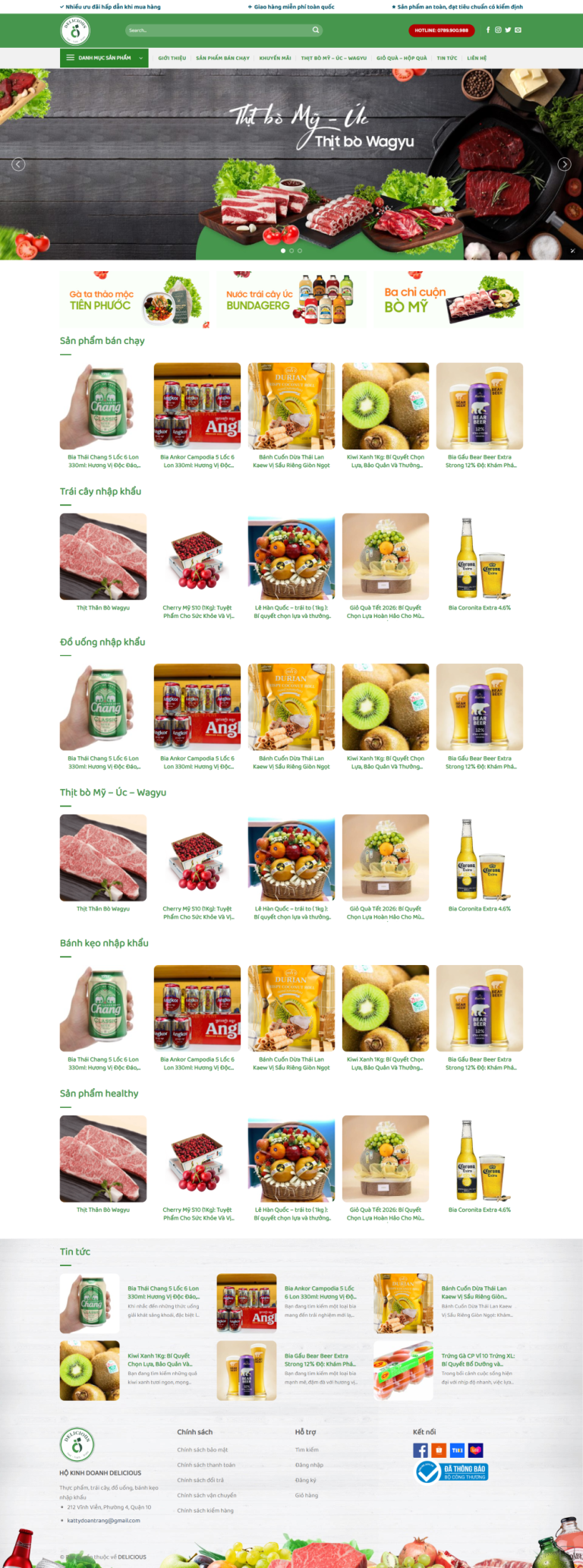 Theme wordpress bán thực phẩm, trái cây, đồ uống, bánh kẹo nhập khẩu